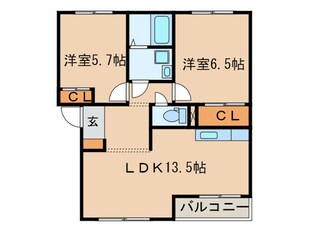 ル－エンハイムＡの物件間取画像